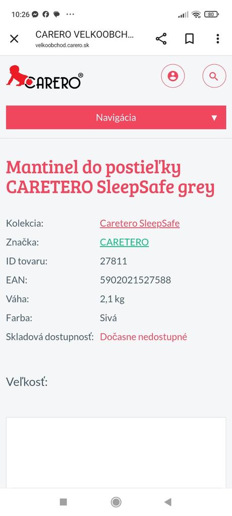 Mantinel do postieľky caretero sleepsafe, zábrana, šírka (cm): 45,dĺžka (cm): 100