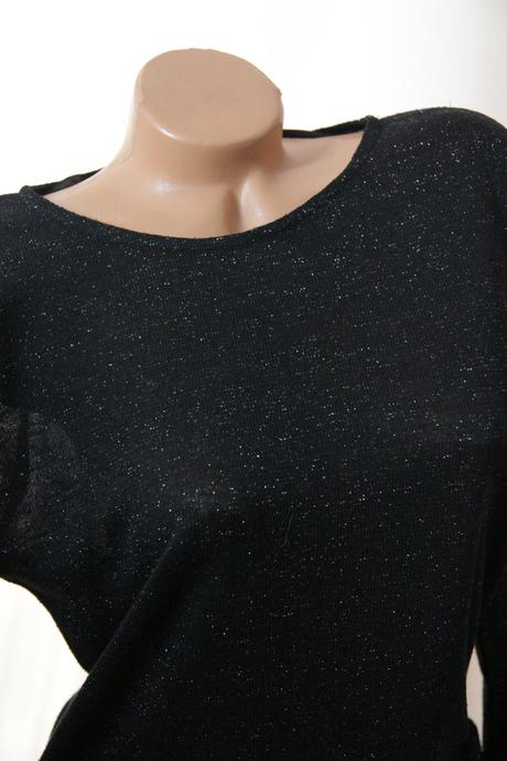 Čierno strieborný pletený sveter, s/m, s