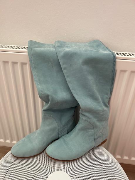 Dámske čižmy semiš modré, hugo boss,36