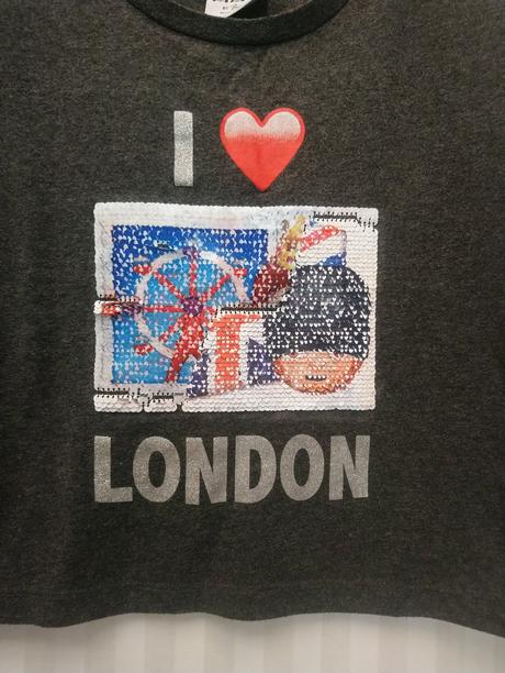 Sivý crop top s farebným motívom, yd, 134/140 cm, 140