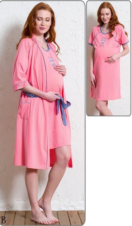 Materský komplet župan a nočná košeľa na kojenie, vienetta secret,l / m / s / xl / xxl