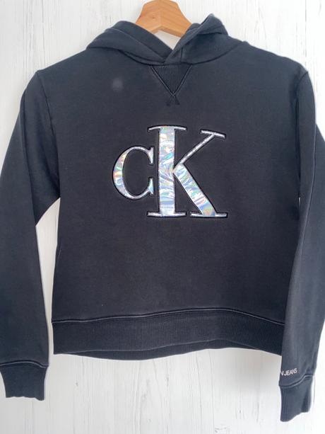 Čierna mikina ck s kapucňou, calvin klein,152