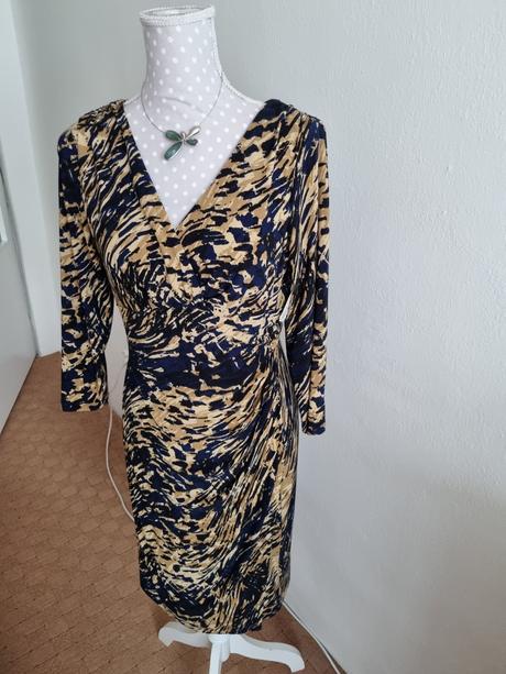 Hnedo-modré elastické šaty ralph lauren veľ. 40, ralph lauren,40