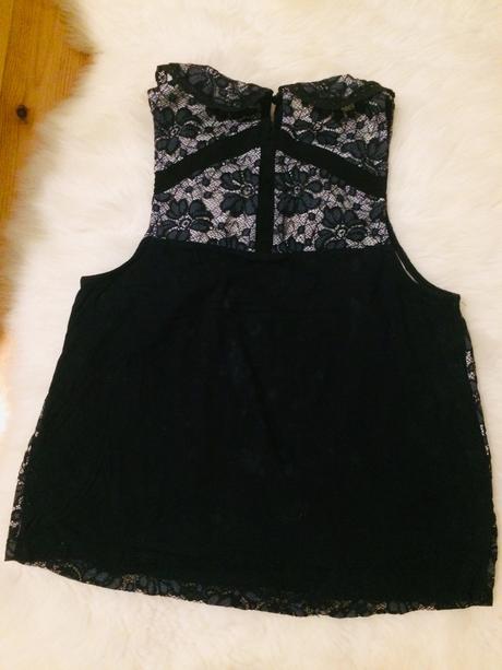 Cierne tielko topshop s cipkou s golierikom, topshop,36