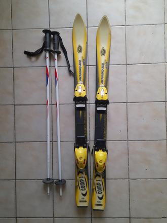 Žlté lyže rossignol comp j 100, rossignol,100-109 cm