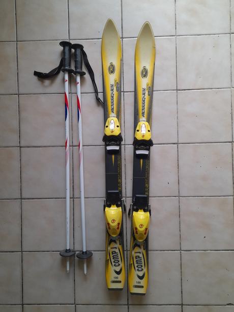 Žlté lyže rossignol comp j 100, rossignol,100-109 cm