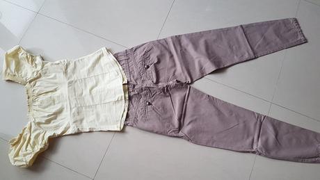 Žltá košielka s hnedými nohavicami, tally weijl,xs