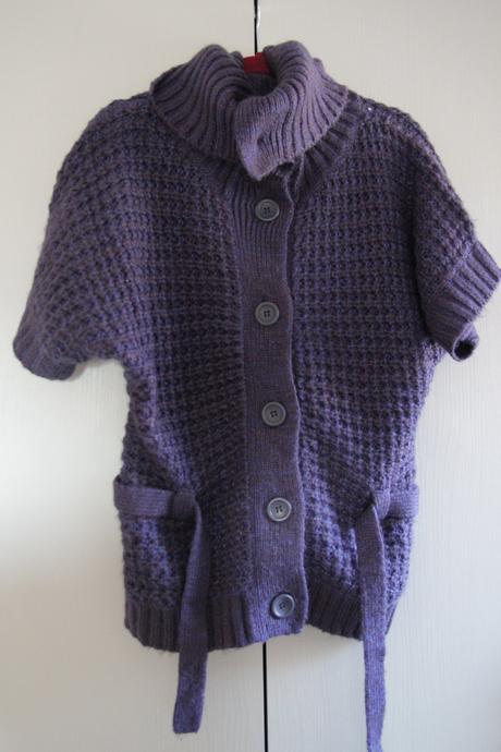 Fialový pletený kardigan l, l