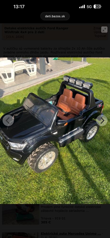 Detske elektricke autíčk ford ranger wildtrak 4x4, 