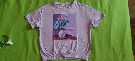 Tričko s kvetmu a flitrami, 170