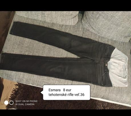 Tehotenské čierne rifle veľ.36, esmara,36