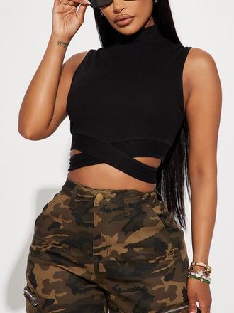 Prekríženy crop top, l