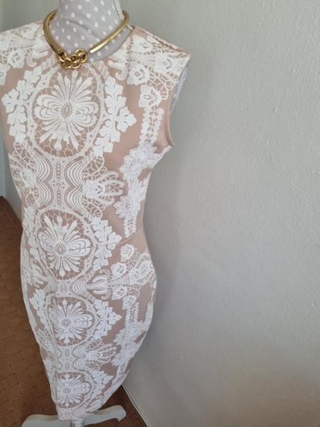 Ruzovo-biele elast.šaty river ialand 40, river island,40
