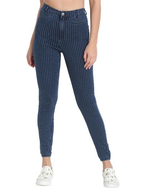 Pásikavé skinny vysoký pás, bershka,36 / s