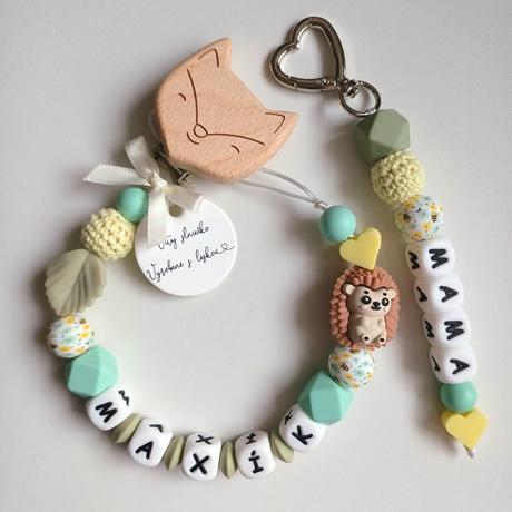 Set retiazka na cumlík s menom a kľúčenka pre mamu, 