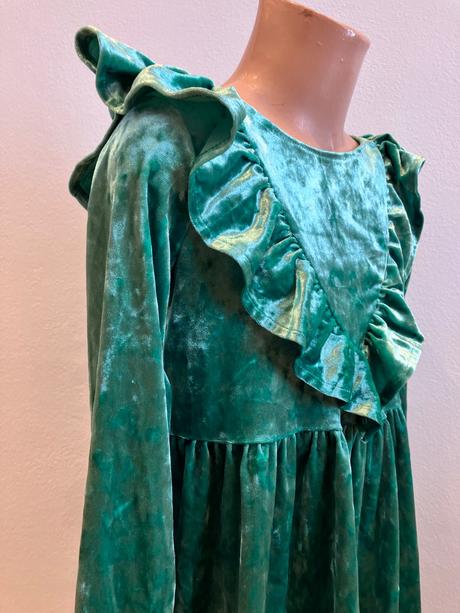 Dievčenské velúrované šaty s volánmi h&m (122-128), h&m,122