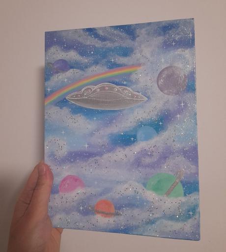 Akryl na platne vesmir, vesmirna lod, ufo, 