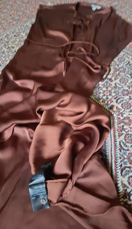 Cokoladove satenove saty oversize, h&m,l