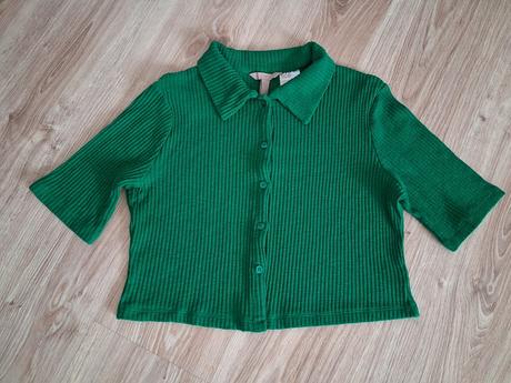 Zelený crop top, h&m,m