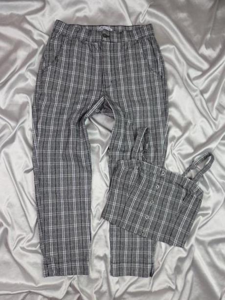 Luxusné káro nohavice s  crop topom, hollister,40
