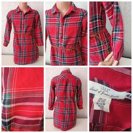 Dievčenské šaty kockované s opaskom (4-5 r.), h&m,110