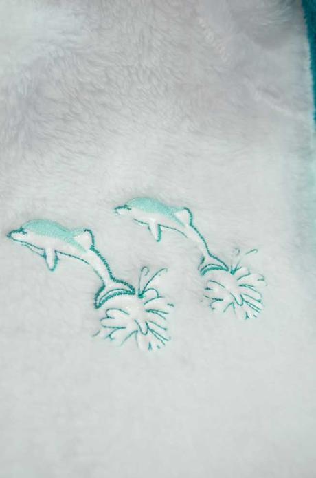 Detský župan melm biely s tyrkysovým lemom, 74 - 104