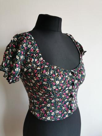 Crop top blúzka s kvetinovým vzorom sinsay, sinsay,m