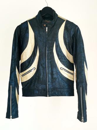 Dizajnová moto - kožená bundička, s