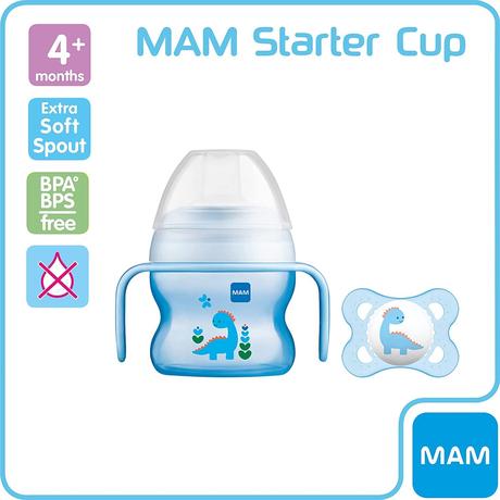 Mam hrnček starter cup modrý 150ml, 4m+ + cumlík, mam