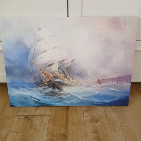Obraz plachetnica na rozbúrenom mori, 