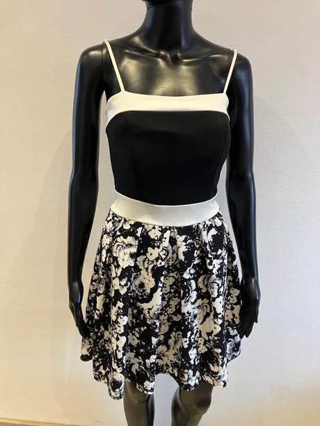 Dámske elegantné šaty čierno biele (s), s