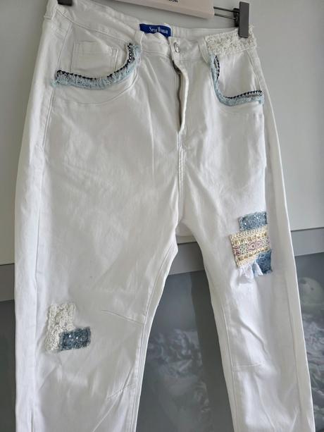 Biele elastické rifle made in italy l/xl, l