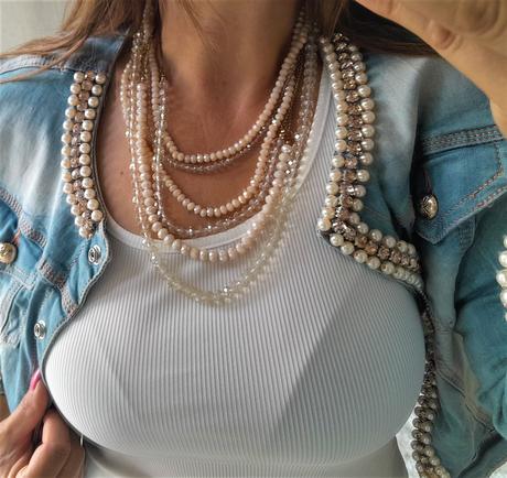 6 radový korálkový náhrdelník,