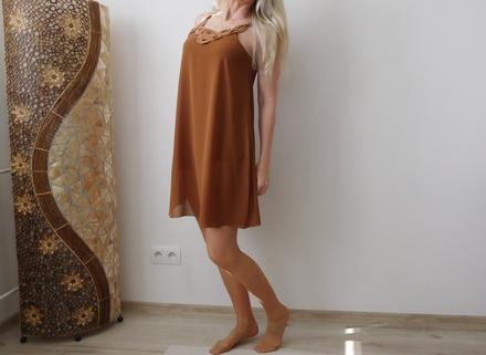Šaty hnedé padavý materiál m/l, m