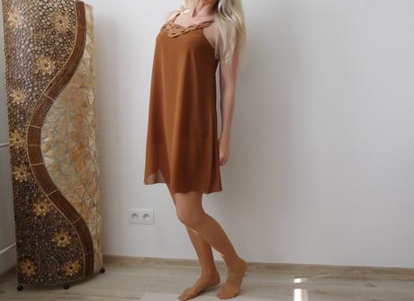 Šaty hnedé padavý materiál m/l, m