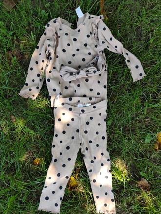 Súprava pre dievčatko béžová s bodkami h&m, h&m,86