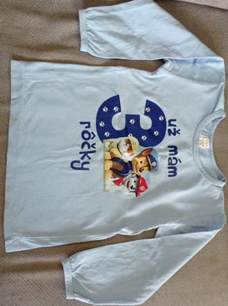 Oslava 3 roky, tričko paw patrol, 110