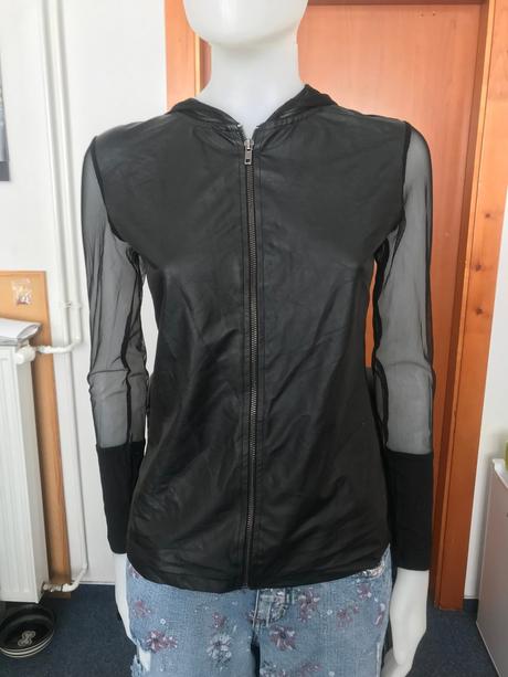 Tričko na zips mix materiálov, 36/38, bonprix,36