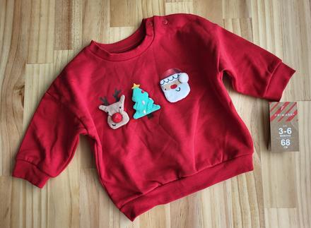 Mikina s vianočným motívom 68 na 3-6 mesiacov, 68