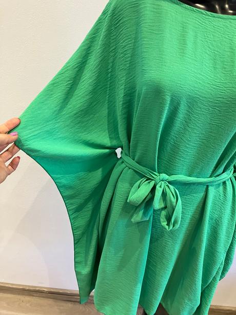 Dámske netopierie šaty s opaskom zelené, l / m / s / xl
