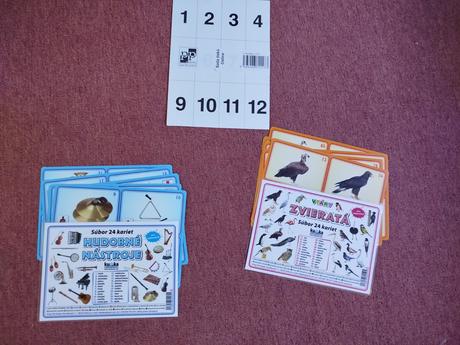 Montessori subor kariet vtaky a hudobne nastroje,