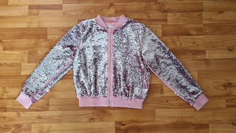 Dvojfarebná bunda s flitrami, h&m,140