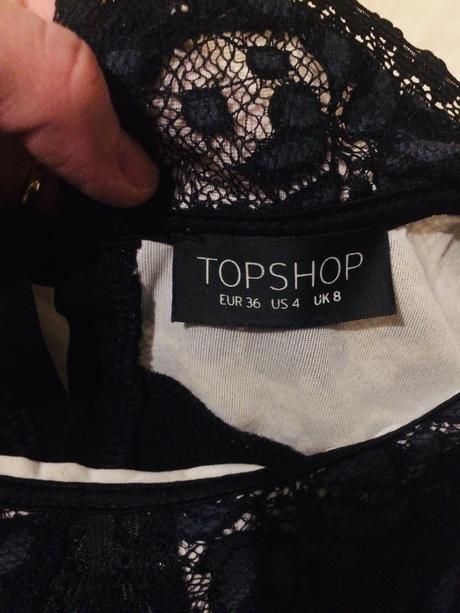 Cierne tielko topshop s cipkou s golierikom, topshop,36