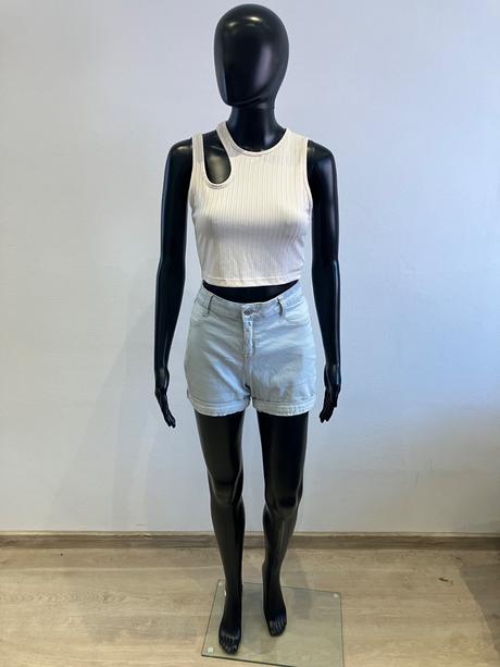 Dámsky crop top béžový (m), m