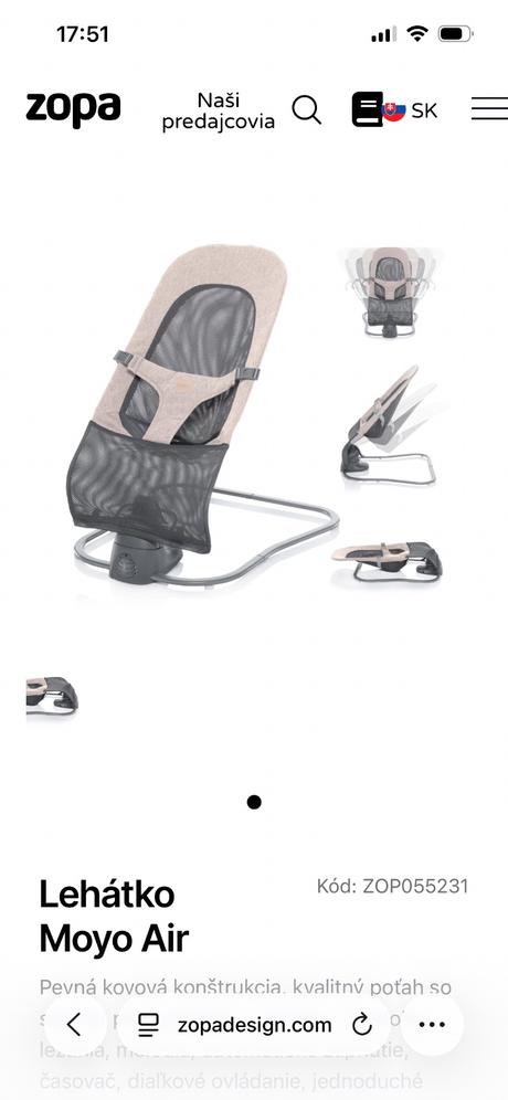 Detske pohyblive lehatko zopa moyo air, šírka (cm): 60,dĺžka (cm): 50