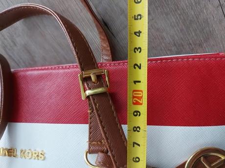 Červeno biela pásikavá kabelka, 