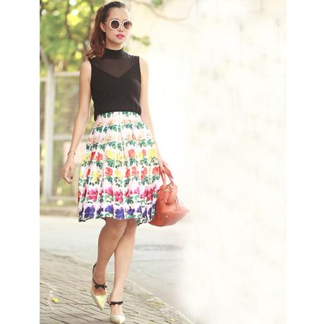 Graffiti midi vintage floral sukna s/m/l, l / m / s