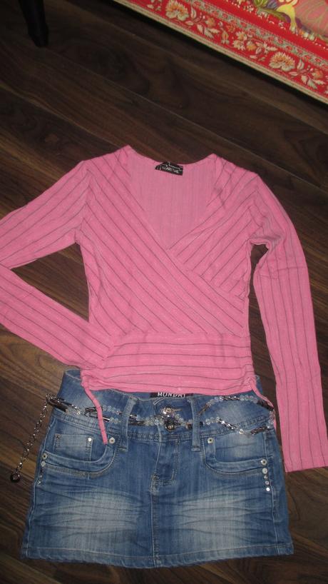 Ružový pružkovaný top, s