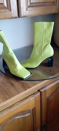 Cizmicky prava koza,krasna zelena farba,raz pouzit, 38