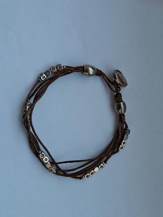 Hnedý kožený náramok fossil so zirkónmi, fossil